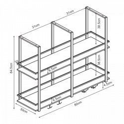 Поставка за вино Hubro 80x30x85 cm черен/изглед на орех [] - Living