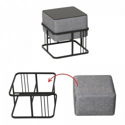 Мултифункционална табуретка Tas комплект от 2 квадратни светлосиви [] - Mobilier tapițat