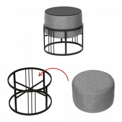 Мултифункционална табуретка Tas комплект от 2 кръгли светлосиви [] - Mobilier tapițat