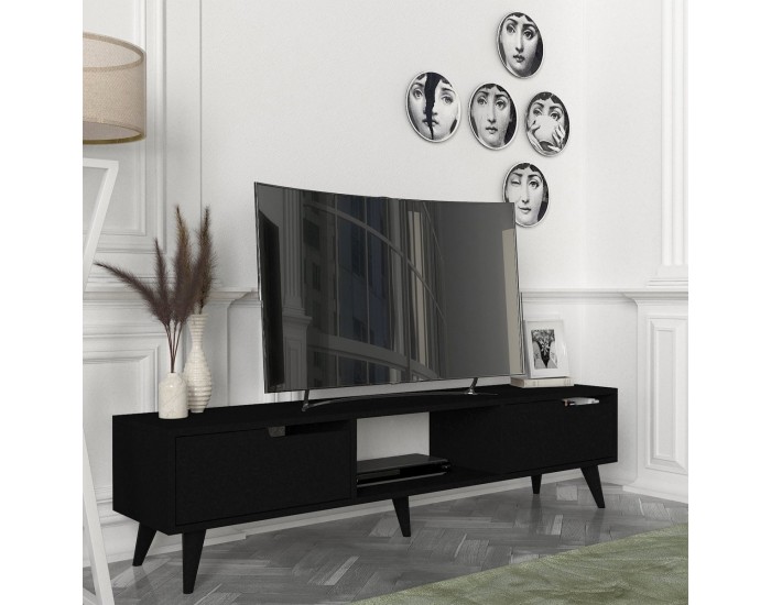 ТВ шкаф Kullila 160x35x40 см Черен []