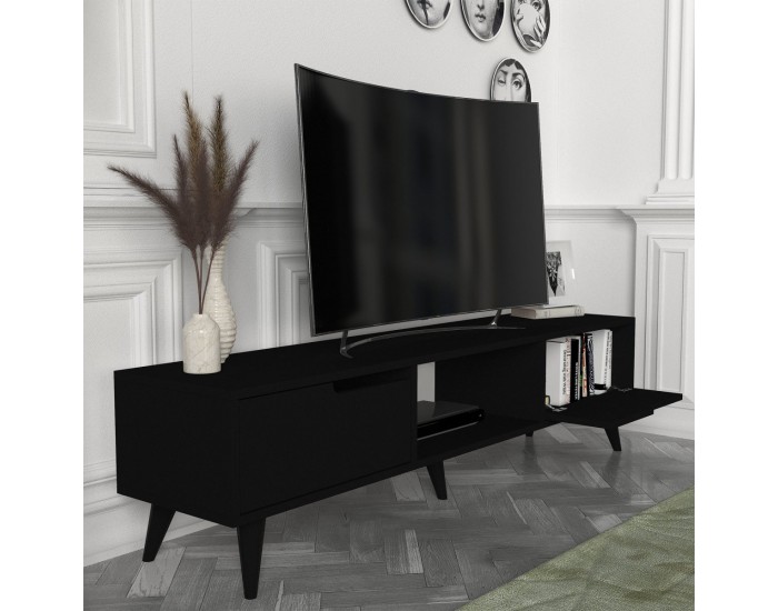 ТВ шкаф Kullila 160x35x40 см Черен []