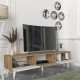 ТВ шкаф Kullila 160x35x40 см дъб имитация/бял []