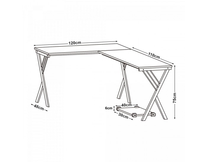 Бюро Tarielarg със стойка за компютър L-образно 158x120x75 cm вид дъб []