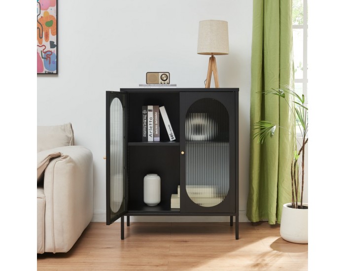 Бюфет Karlskrona 102x80x40 см черен, мат []
