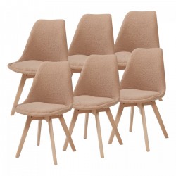 Трапезен стол Fläten комплект 6 Bouclé Taupe [] - Scaune de dining