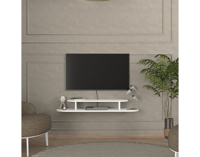 ТВ ниска табла за окачване Targema 120x30x16 см Бяла []
