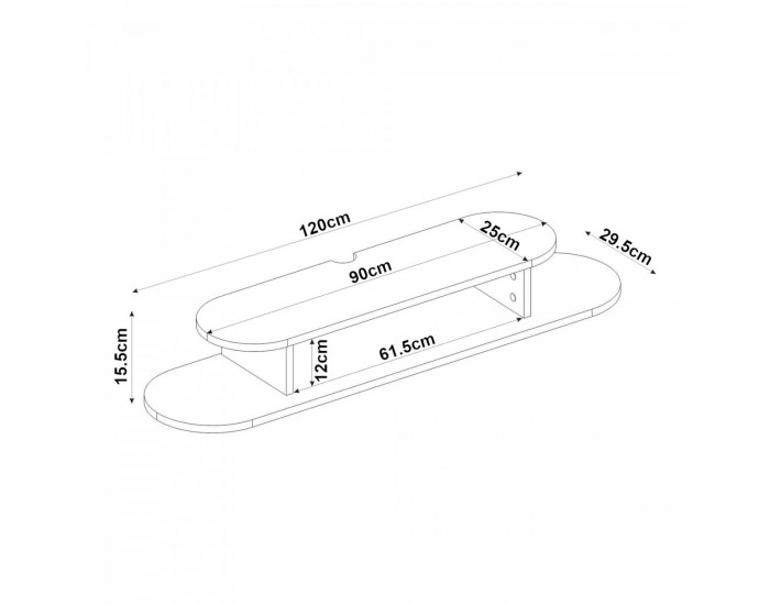 ТВ ниска табла за окачване Targema 120x30x16 см Бяла []