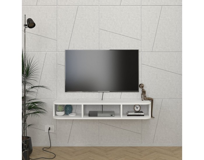 Висяща ниска дъска за телевизор Oundsvas 120x30x19 cm Бяла []
