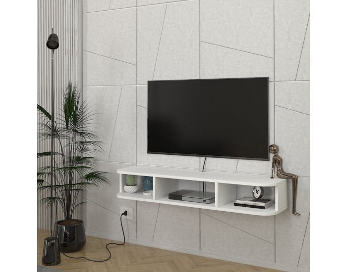 Висяща ниска дъска за телевизор Oundsvas 120x30x19 cm Бяла []