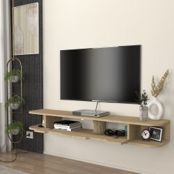 Висяща ниска табла за телевизор Karjali 150x30x19 см вид дъб [] - Living