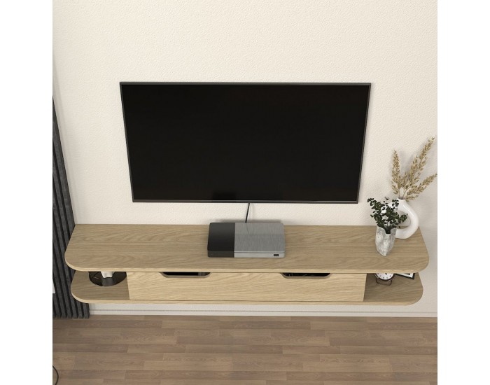 Висяща ниска табла за телевизор Karjali 150x30x19 см вид дъб []