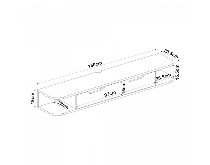 Висяща ниска табла за телевизор Karjali 150x30x19 см вид дъб []