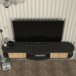 Висяща ниска дъска за телевизор Nyskiri 150x35x19 см антрацит/дъб [] - Comode TV