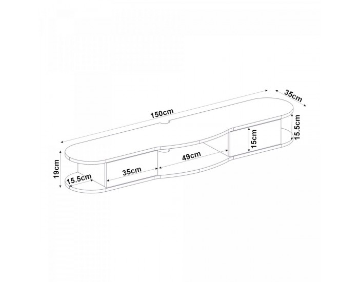 Висяща ниска дъска за телевизор Nyskiri 150x35x19 см антрацит/дъб []