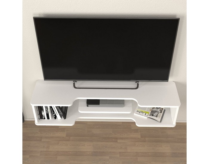 Висяща дъска за телевизор Yrela 120x30x26 см Бяла []
