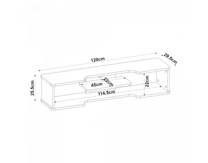 Висяща дъска за телевизор Yrela 120x30x26 см Бяла []