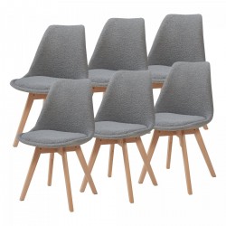 Трапезен стол Fläten комплект 6 Bouclé сив [] - Scaune de dining