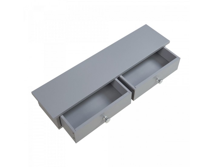 Стенен рафт Geeste 60x15x10 см с 2 чекмеджета светлосив []
