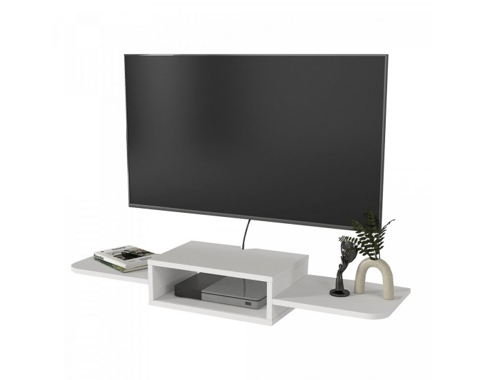 Висяща ниска табла за телевизор Tar 115x30x16 см Бяла []