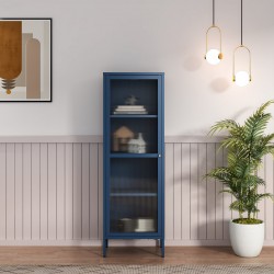 Витрина Säkylä стомана 150x50x35 см тъмносин [] - Corpuri, vitrine, biblioteci modulare
