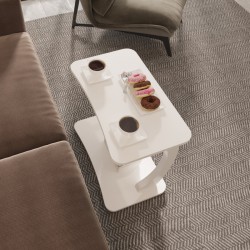 Помощна маса Stattela С-образна 59x35x56 см Бяла [] - Măsuțe de living