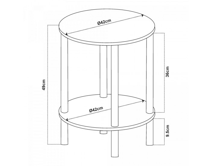 Помощна маса Ves 49xØ42 cm вид дърво []
