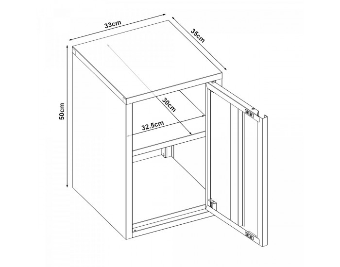 Стенен шкаф Burlöv 50x33x35 см стомана черен []