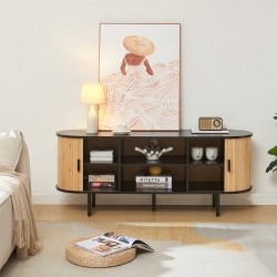 ТВ шкаф Tvedestrand 140x40x55 см бамбук черен/натурален [] - Sonata G