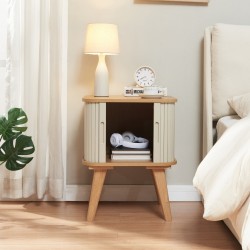 Помощна маса Tysvær 59x45x45 см бамбук/кремаво бяло [] - Măsuțe de living