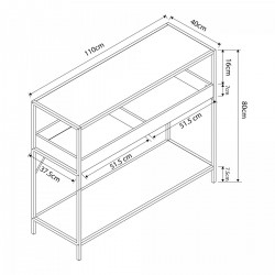 Конзолна маса Белана 110x40x80 см черно/изглед дъб [] - Măsuțe de living