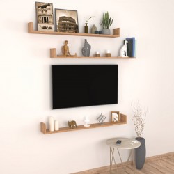Стенен рафт Höganäs от 3 части, 120x15x12 см, вид дъб [] - Living