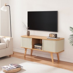 ТВ шкаф Tysvær 120x40x58 см бамбук/кремаво бял [] - Sonata G