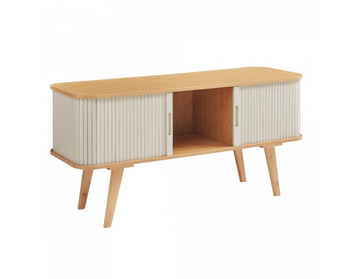ТВ шкаф Tysvær 120x40x58 см бамбук/кремаво бял []