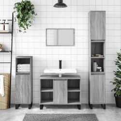 Sonata H Комплект мебели за баня от 3 части сив сонома инженерно дърво - Seturi