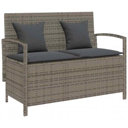 Sonata H Градинска пейка за съхранение с възглавница Grey Poly Rattan - Canapele și bănci de grădină