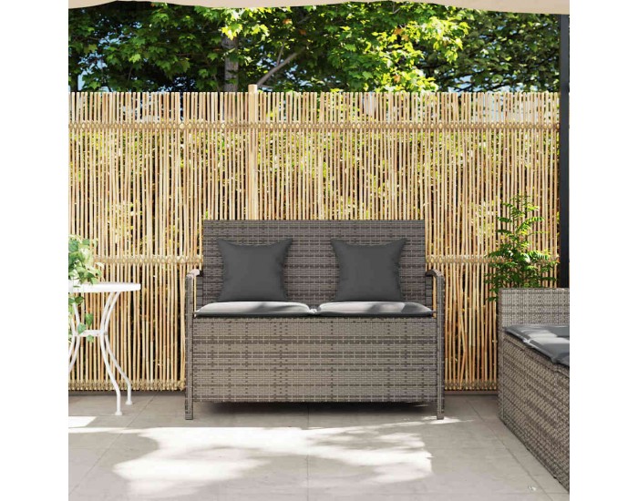 Sonata H Градинска пейка за съхранение с възглавница Grey Poly Rattan