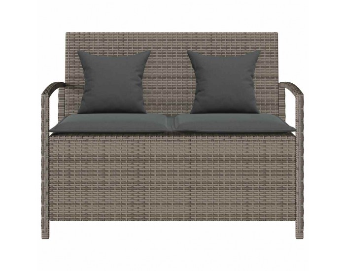 Sonata H Градинска пейка за съхранение с възглавница Grey Poly Rattan