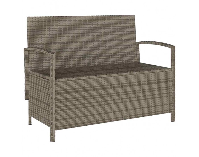 Sonata H Градинска пейка за съхранение с възглавница Grey Poly Rattan