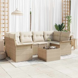 Sonata H Градински Софа Комплект 7 pcs Бежов и кремав 55 x 55 x 37 см - Canapele și bănci de grădină