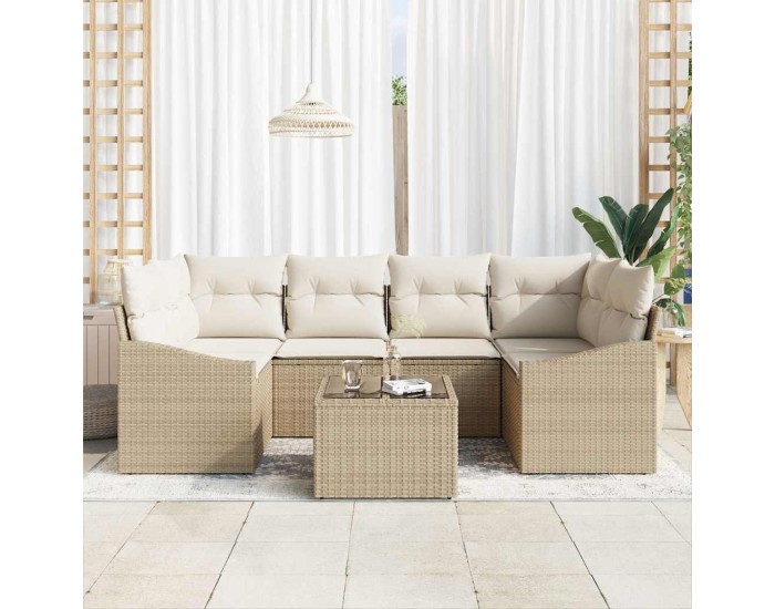 Sonata H Градински Софа Комплект 7 pcs Бежов и кремав 55 x 55 x 37 см