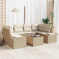 Sonata H Градински Софа Комплект 7 pcs Бежов и кремав 55 x 55 x 37 см - Seturi pentru exterior