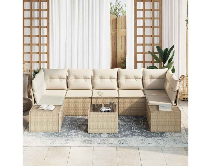 Sonata H Градински Софа Комплект 8 pcs Бежов и кремав 55 x 55 x 37 см