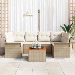Sonata H Градински Софа Комплект 7 pcs Бежов и кремав 55 x 55 x 37 см - Canapele și bănci de grădină