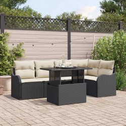 Sonata H Градински Софа Комплект 6 pcs Черно 100 x 55 x 73 см Полиратан - Canapele și bănci de grădină