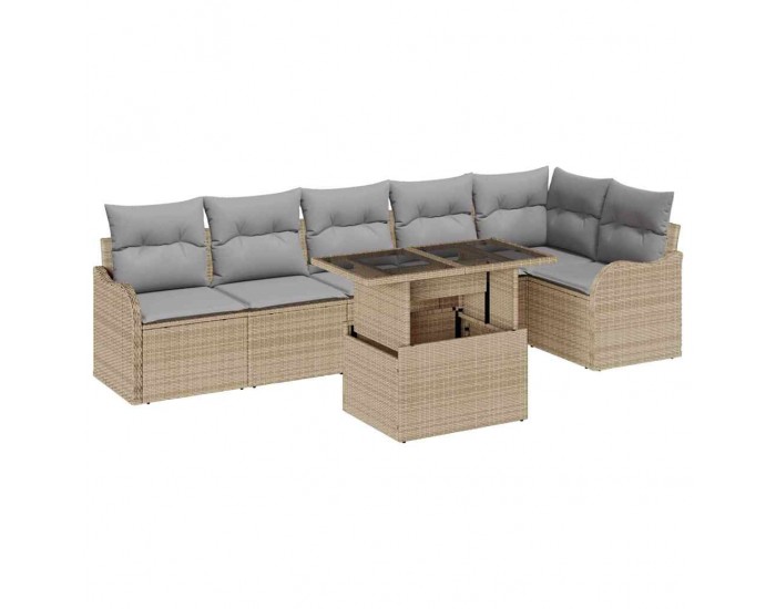 Sonata H Градински Софа Комплект 7 pcs Бежово 100 x 55 x 73 см Полиратан