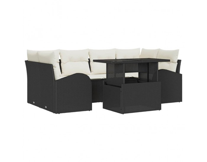Sonata H Градински Софа Комплект 7 pcs Черно 100 x 55 x 73 см Полиратан