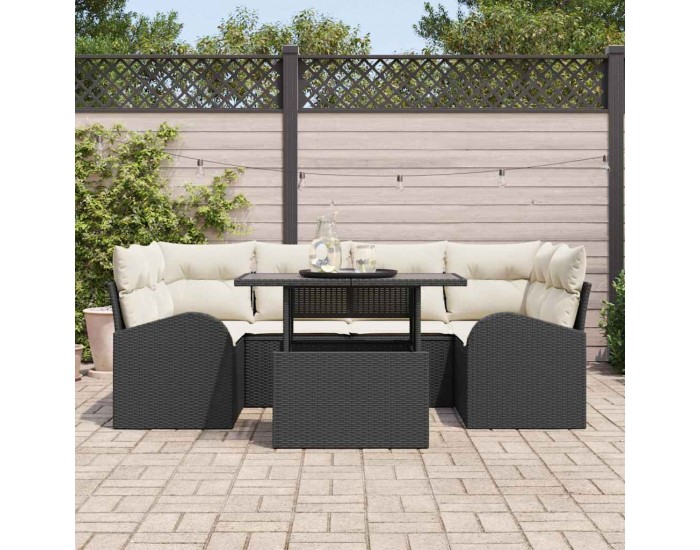 Sonata H Градински Софа Комплект 7 pcs Черно 100 x 55 x 73 см Полиратан