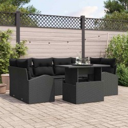 Sonata H Градински Софа Комплект 7 pcs Черно 100 x 55 x 73 см Полиратан - Canapele și bănci de grădină