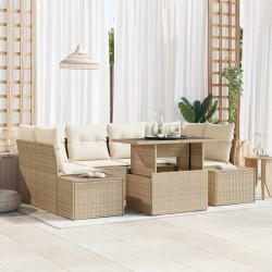 Sonata H Градински Софа Комплект 7 pcs Бежов и кремав 100 x 55 x 73 см - Canapele și bănci de grădină