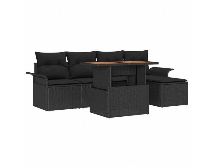 Sonata H Градински Софа Комплект със съхранение 6 pcs Черно Полиратан